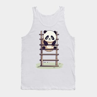 Panda Stuck On A Ladder. Kawaii Cute Panda Tank Top